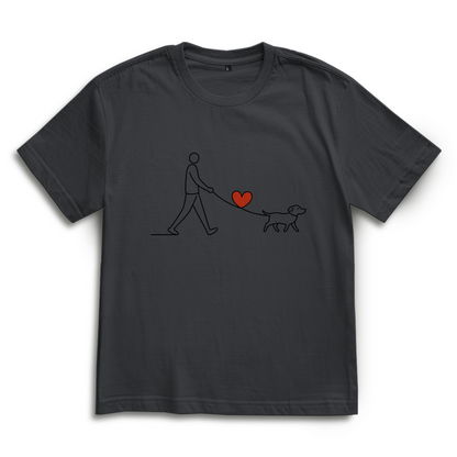 Oversize T-Shirt Hundespaziergang mit Herz und Leine