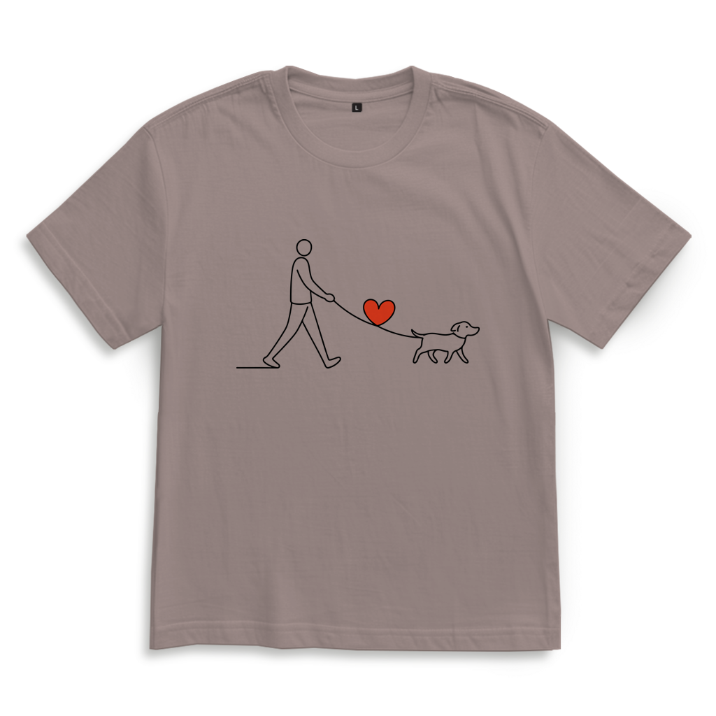 Oversize T-Shirt Hundespaziergang mit Herz und Leine