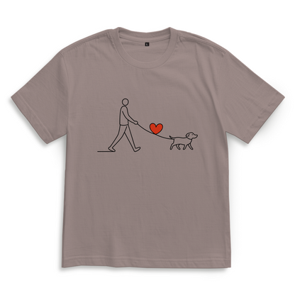 Oversize T-Shirt Hundespaziergang mit Herz und Leine