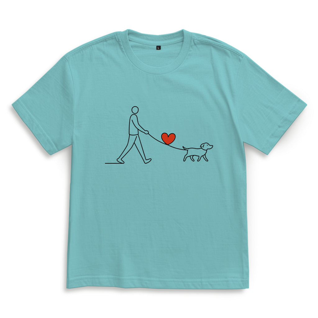 Oversize T-Shirt Hundespaziergang mit Herz und Leine