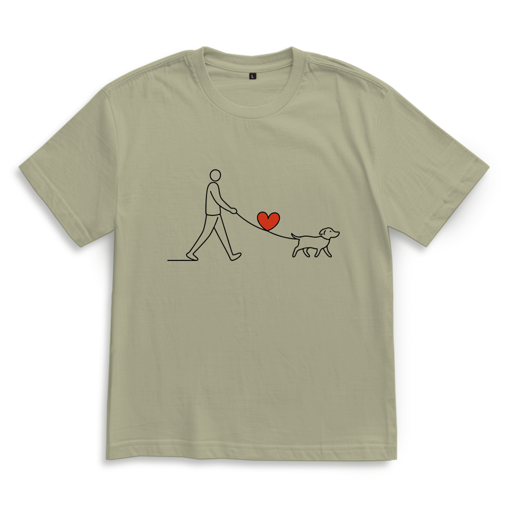 Oversize T-Shirt Hundespaziergang mit Herz und Leine