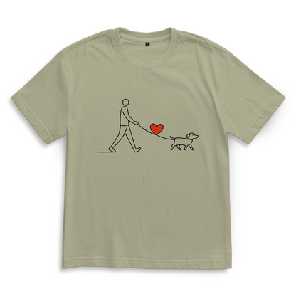 Oversize T-Shirt Hundespaziergang mit Herz und Leine