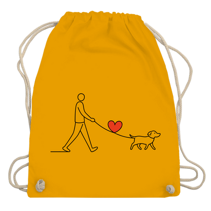 Turnbeutel Hundespaziergang mit Herz und Leine