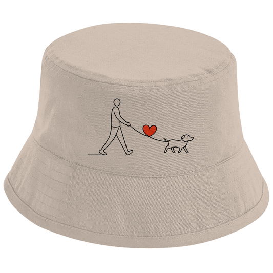 Bucket Hat Hundespaziergang mit Herz und Leine