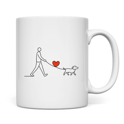 Tasse Hundespaziergang mit Herz und Leine