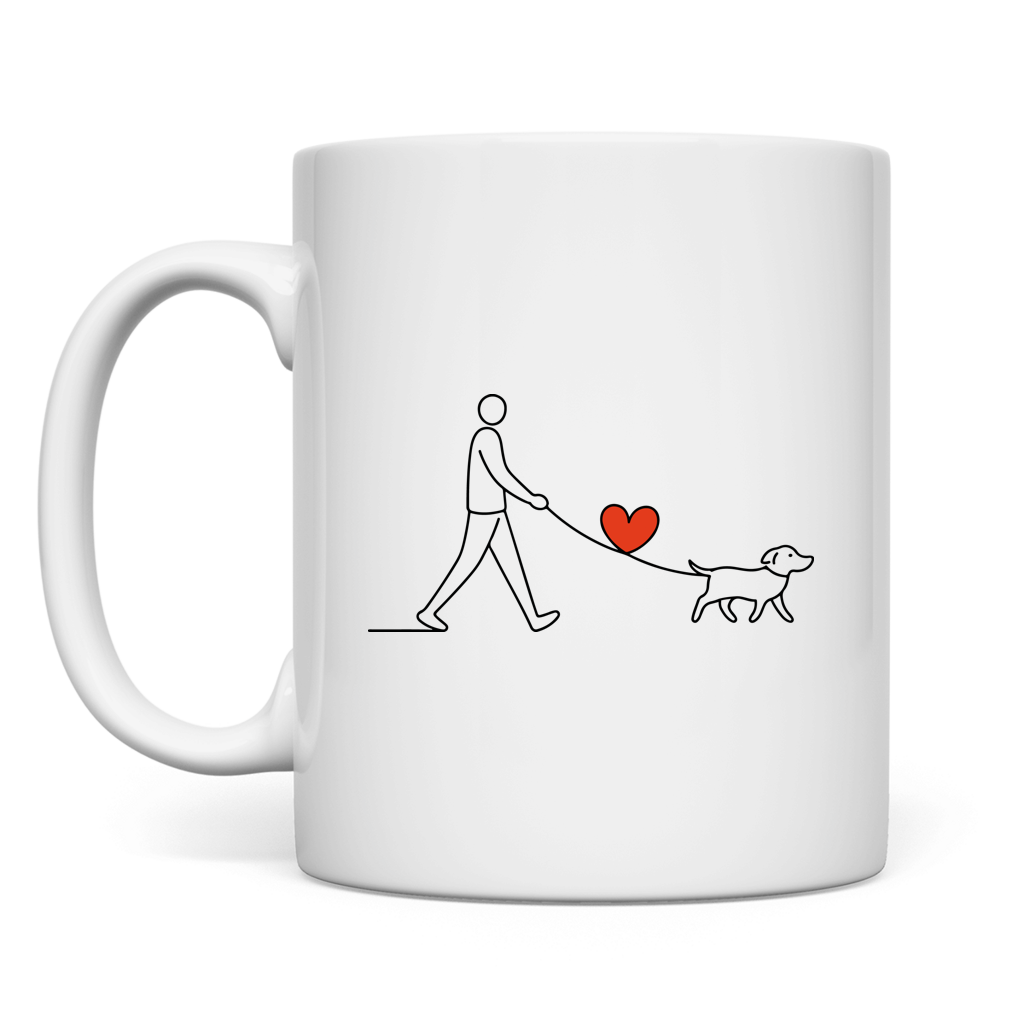 Tasse Hundespaziergang mit Herz und Leine