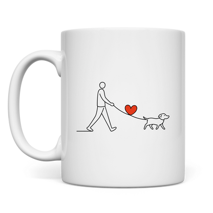 Tasse Hundespaziergang mit Herz und Leine