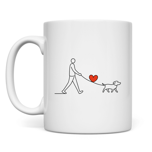 Tasse Hundespaziergang mit Herz und Leine
