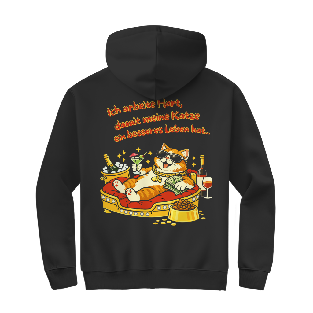 Herren Zipper Hoodie  Ich arbeite Hart, damit meine Katze ein besseres Leben hat