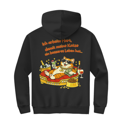 Herren Zipper Hoodie  Ich arbeite Hart, damit meine Katze ein besseres Leben hat
