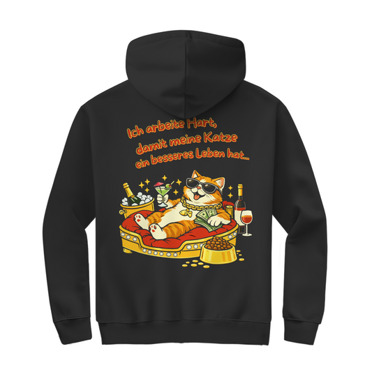 Herren Zipper Hoodie  Ich arbeite Hart, damit meine Katze ein besseres Leben hat