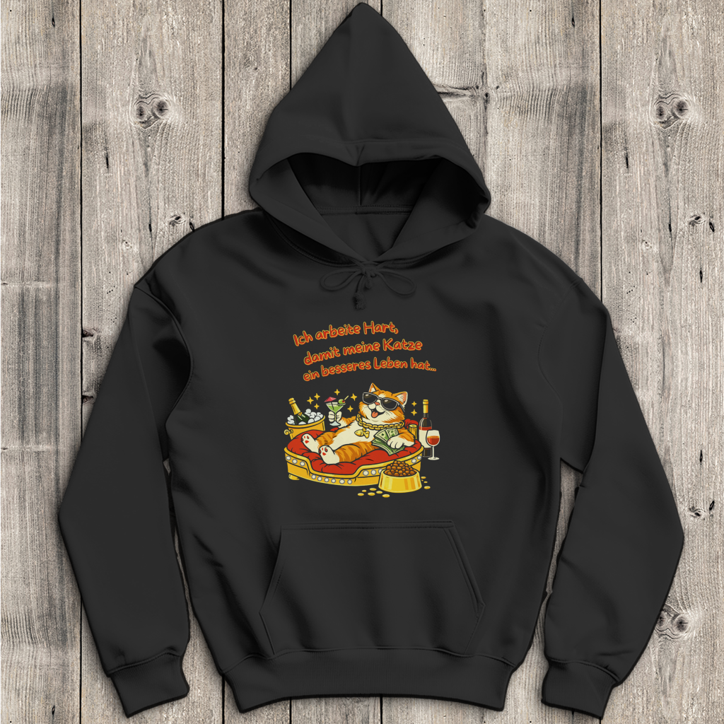 Herren Hoodie  Ich arbeite hart, damit meine Katze ein besseres Leben hat