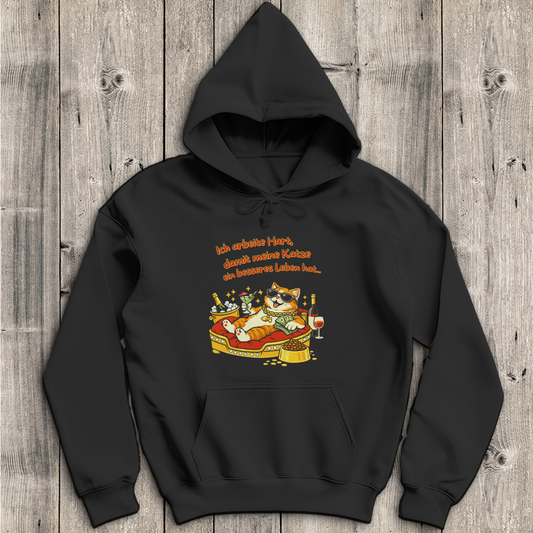 Herren Hoodie  Ich arbeite hart, damit meine Katze ein besseres Leben hat