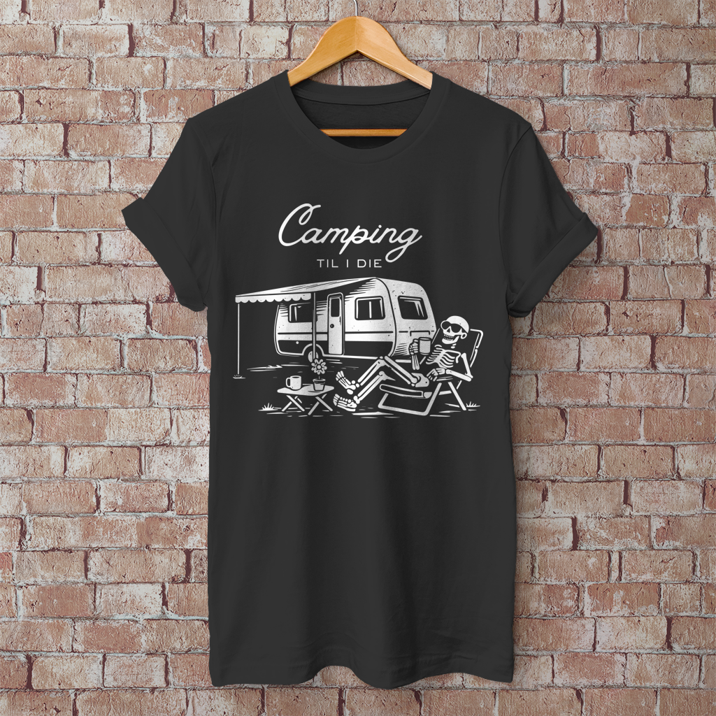 Herren T-Shirt Camping til i die