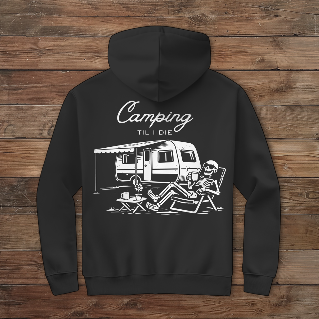 Herren Zipper Hoodie Camping til i die