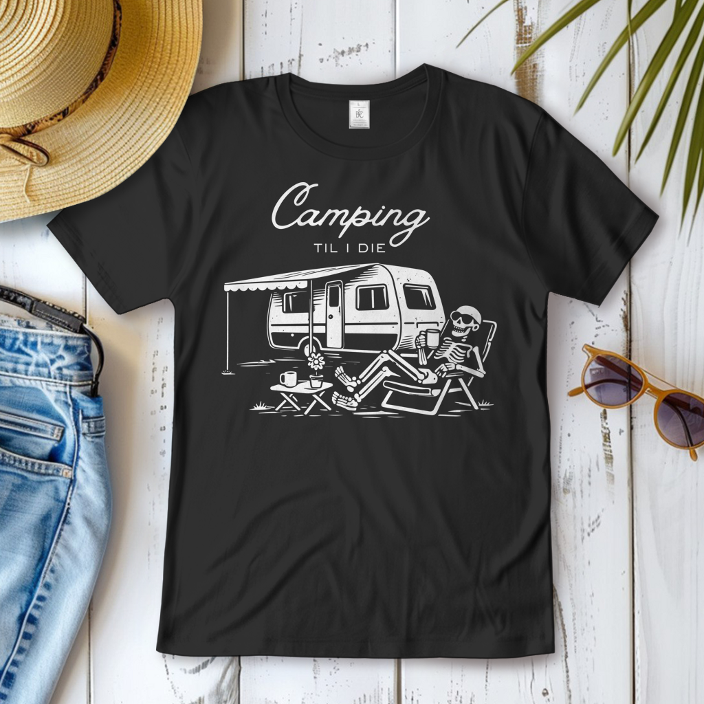 Damen T-Shirt Camping til i die