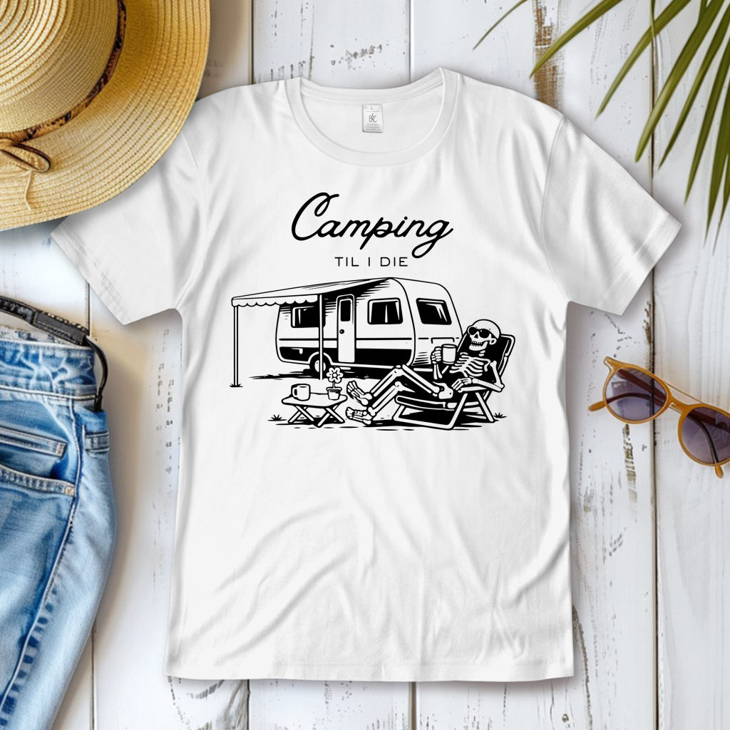 Damen T-Shirt Camping til i die