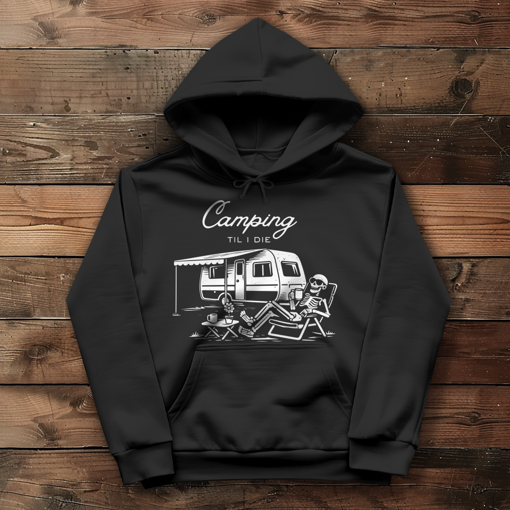 Damen Hoodie Camping til i die