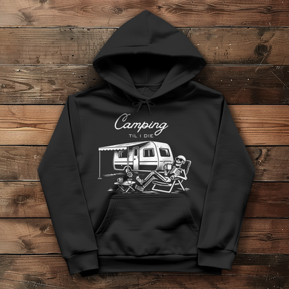 Damen Hoodie Camping til i die