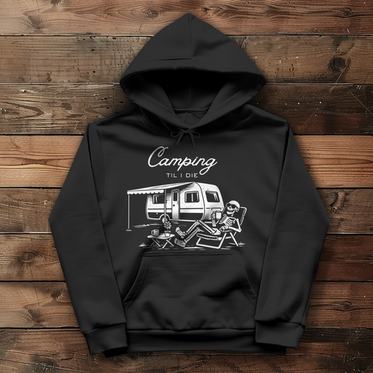 Damen Hoodie Camping til i die