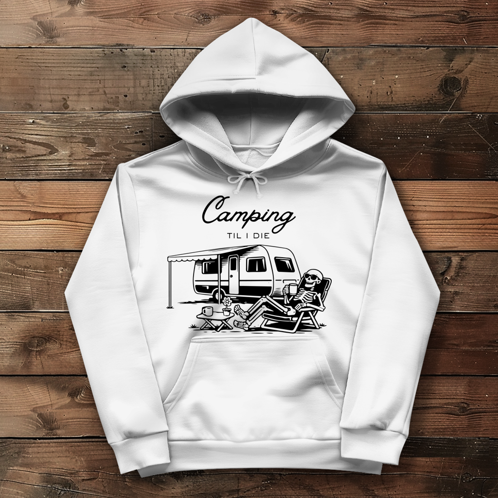 Damen Hoodie Camping til i die