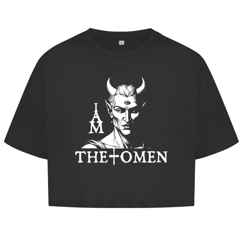 Damen Oversize Crop Top I Am The Omen