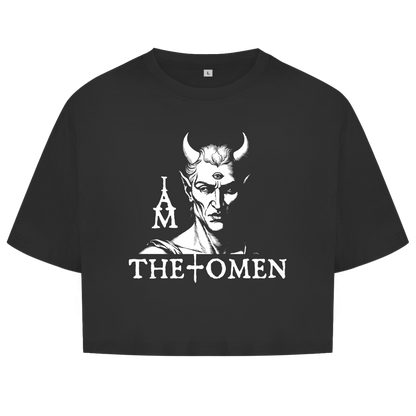 Damen Oversize Crop Top I Am The Omen