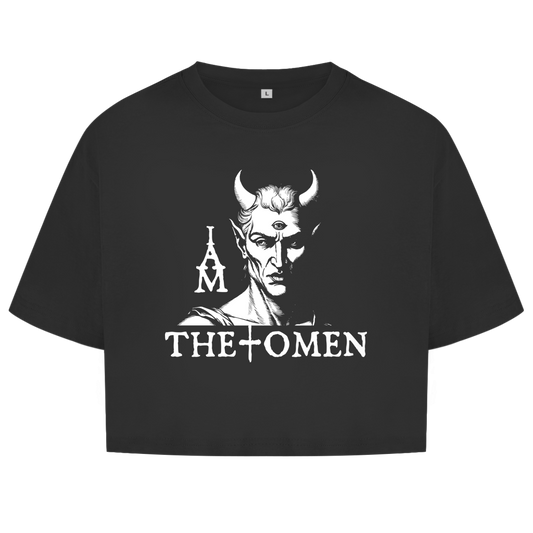 Damen Oversize Crop Top I Am The Omen