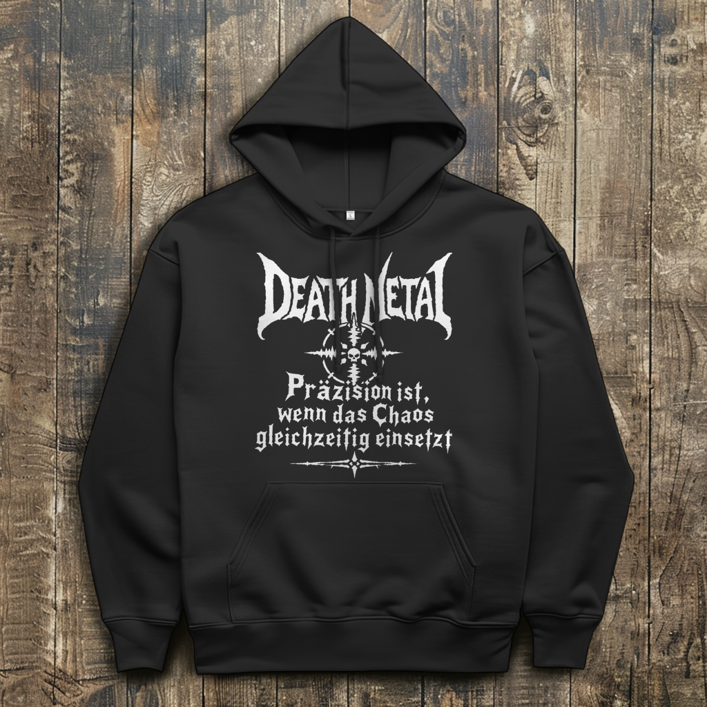 Herren Hoodie Death Metal – Präzision ist, wenn das Chaos gleichzeitig ein