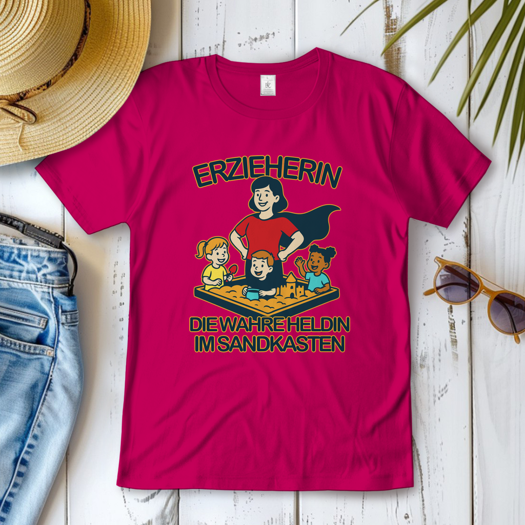 Damen T-Shirt Erzieherin - Die wahre Heldin im Sandkasten