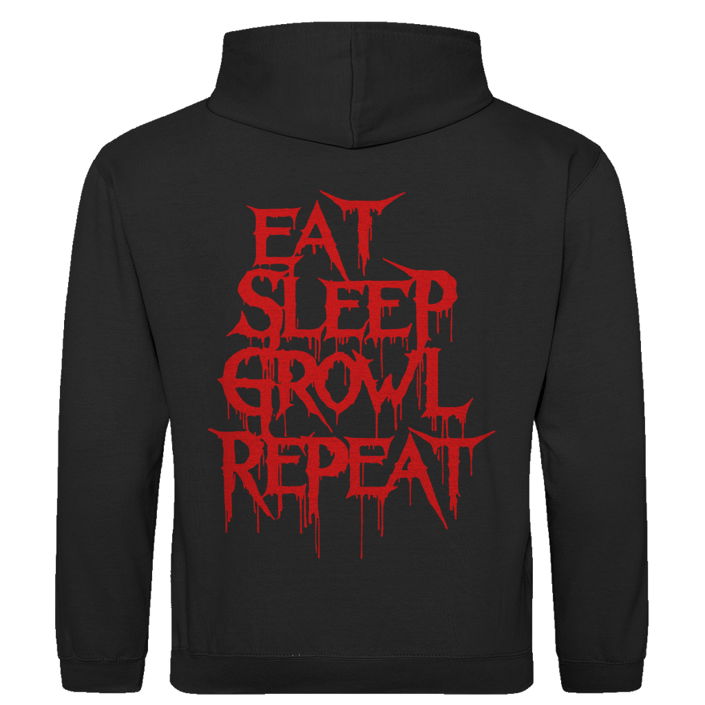 Herren Hoodie Eat Sleep Growl Repeat – Death Metal Life Cycle