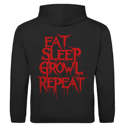 Herren Hoodie Eat Sleep Growl Repeat – Death Metal Life Cycle