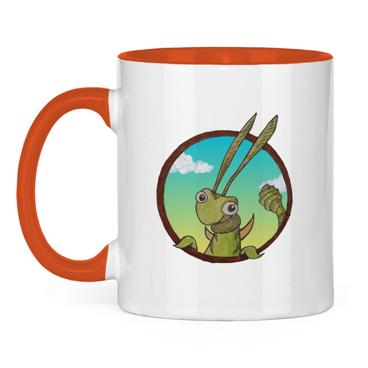 Tasse zweifarbig Kabbelcrew Dornschrecke Kasimir