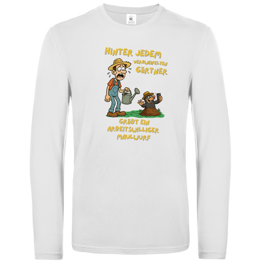 Unisex Langarmshirt Maulwurf  vs. Gärtner