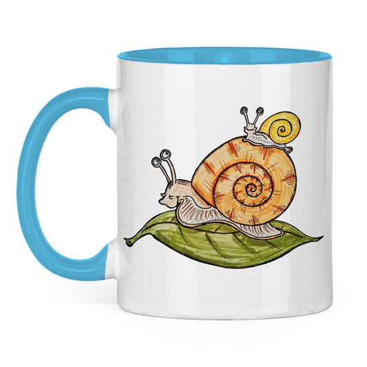 Tasse zweifarbig Krabbelcrew Schnecke on Tour