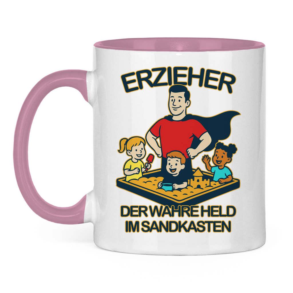 Tasse zweifarbig Erzieher - Der wahre Held im Sandkasten
