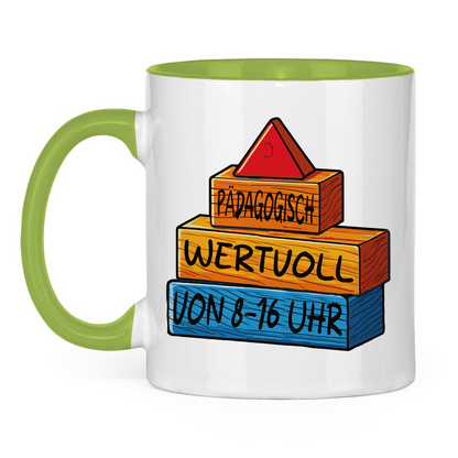 Tasse zweifarbig Pädagogisch wertvoll von 8-16Uhr