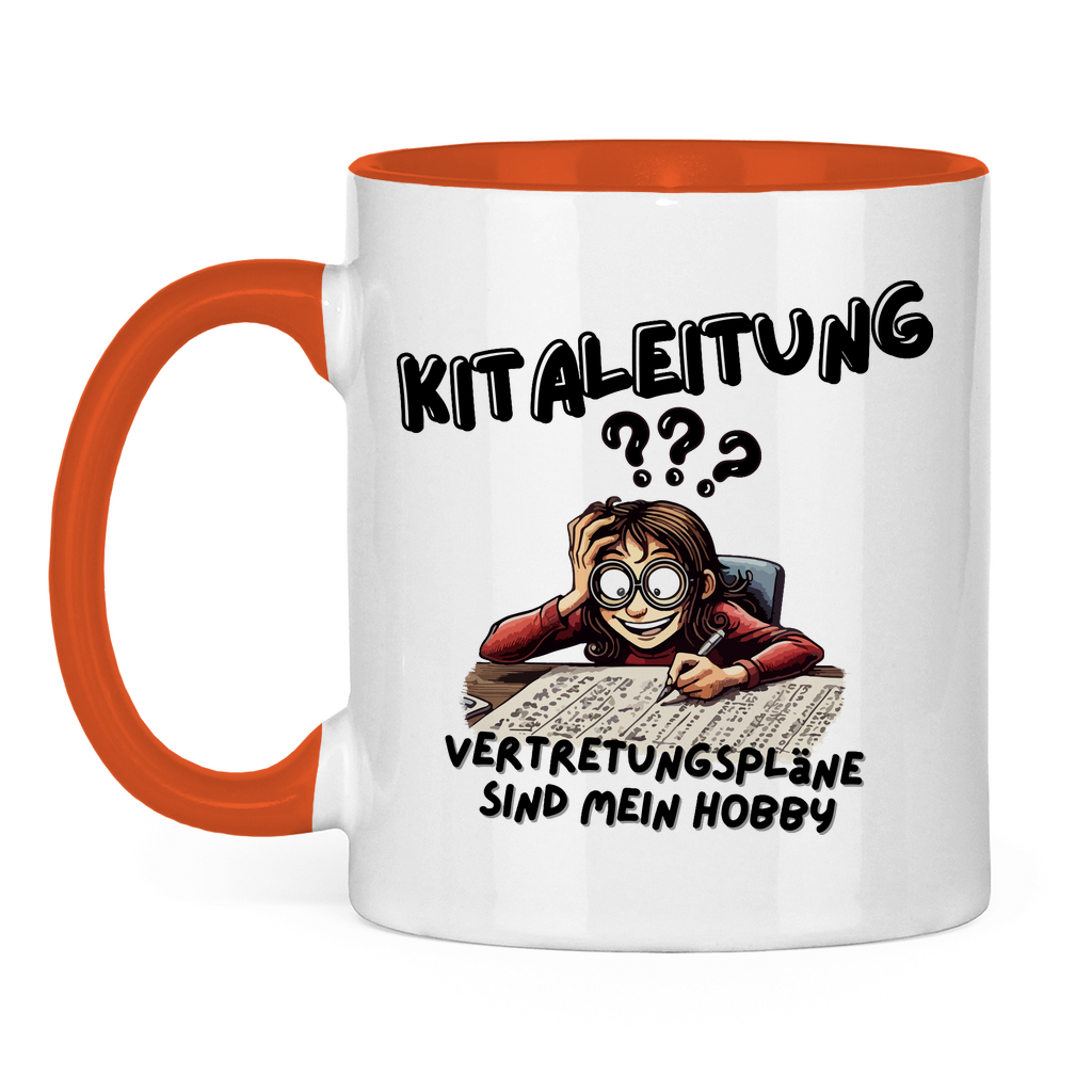 Tasse zweifarbig Kitaleitung - Vertretungspläne sind mein Hobby