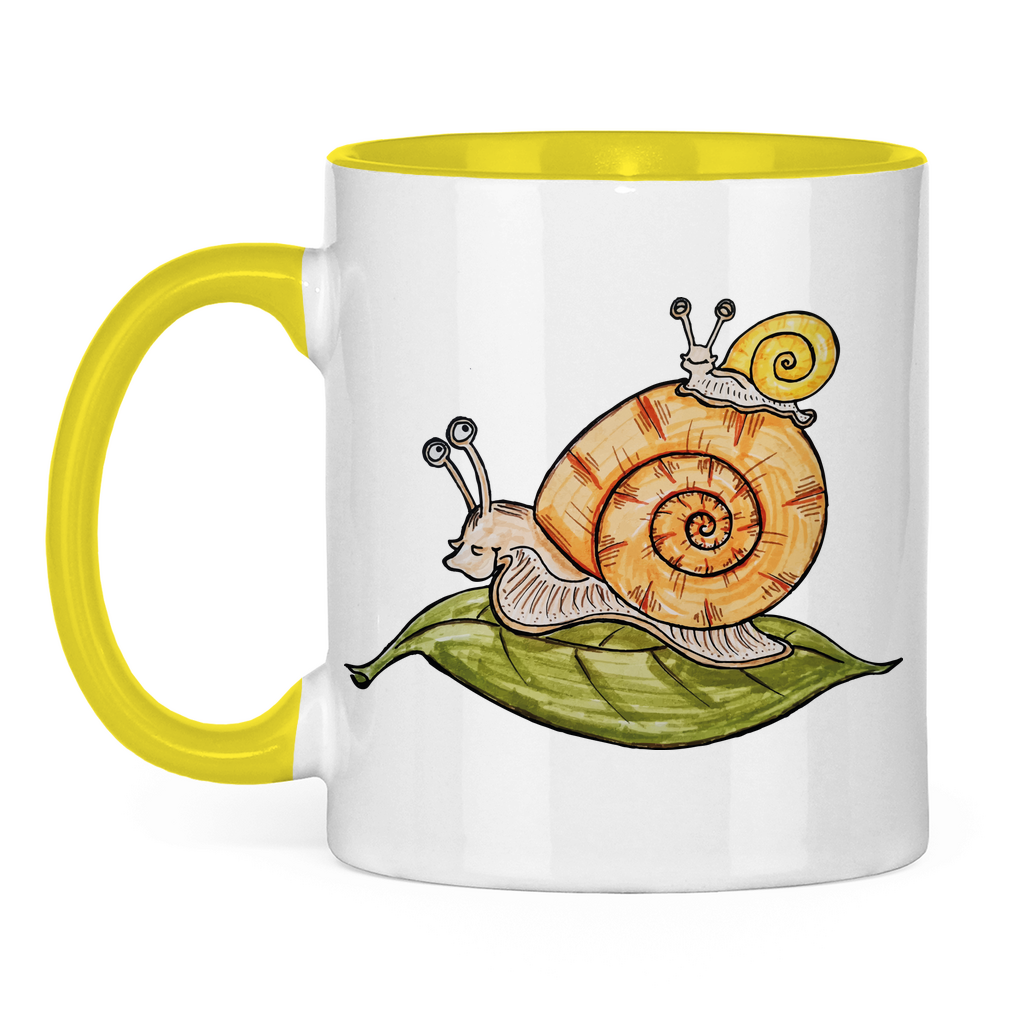 Tasse zweifarbig Krabbelcrew Schnecke on Tour