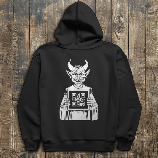 Herren Hoodie Satan Loves You QR
