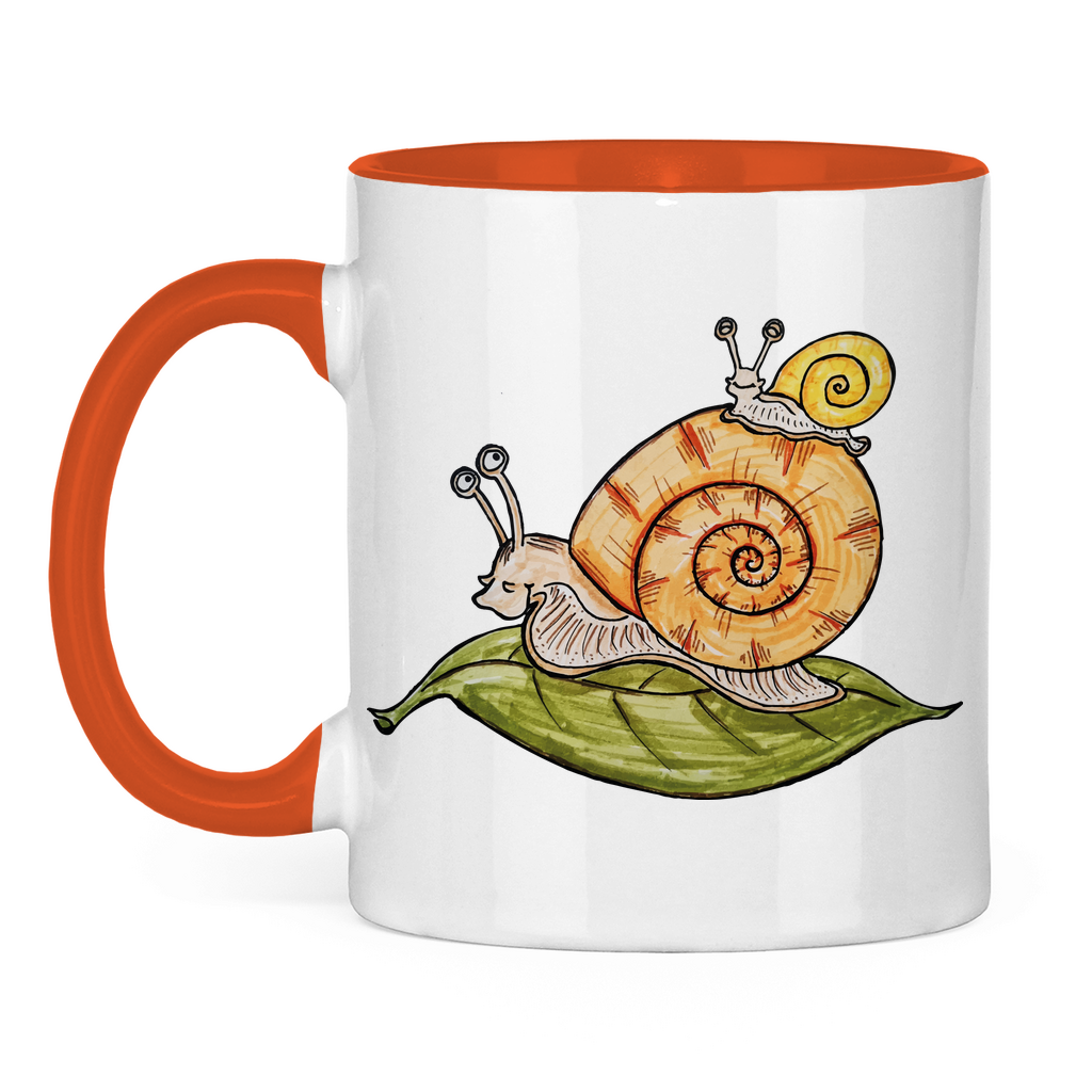 Tasse zweifarbig Krabbelcrew Schnecke on Tour