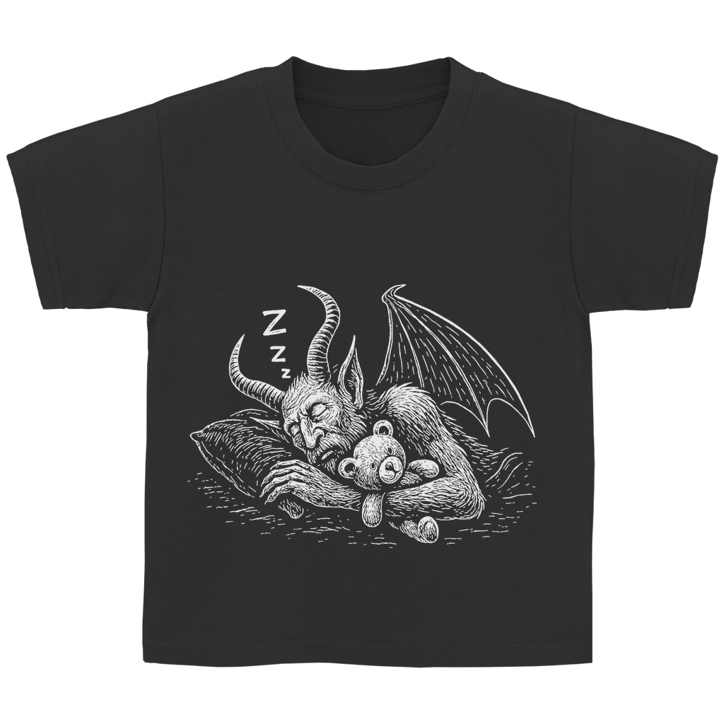 Kinder Basic T-Shirt Schlafender Dämon mit Kuschelbär