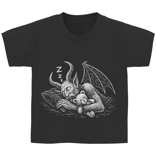 Kinder Basic T-Shirt Schlafender Dämon mit Kuschelbär